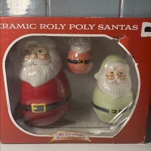 Ceramic Roly Poly Santas Set